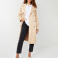 Women's Stone Double Breasted Trench Coat