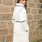 Women's Ecru Longline Fleece Borg Toggle Coat