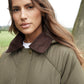 Women's Khaki Diamond Quilted Heritage Longline Barn Jacket with Removable Hood