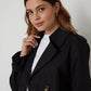 Women's Black Double Breasted Cropped Trench Coat