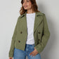 Women's Khaki Double Breasted Cropped Trench Coat