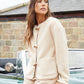 Women's Beige Fleece Borg Toggle Jacket