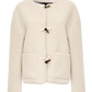 Women's Beige Fleece Borg Toggle Jacket