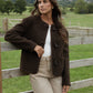Women's Chocolate Fleece Borg Toggle Jacket