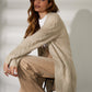 Women's Beige Cable Knit Cardigan