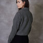 Women's Charcoal Cropped Brushed Shacket