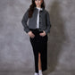 Women's Charcoal Cropped Brushed Shacket
